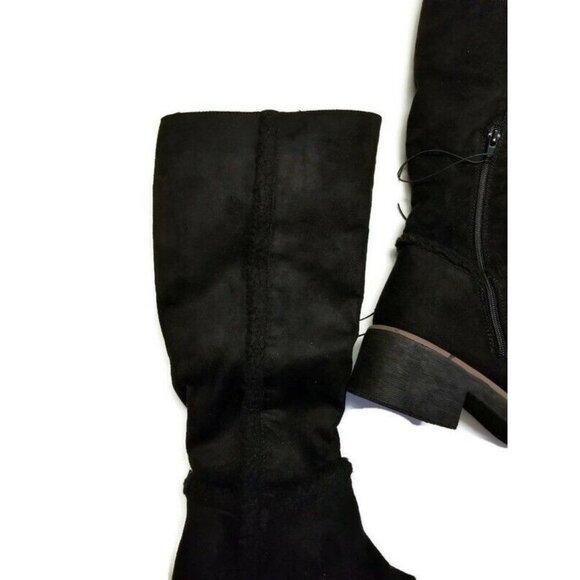 Sociology Tall Shearling Trimmed Boots Womens Sz 7 Side Zipper Evening Night Out - Picture 6 of 6